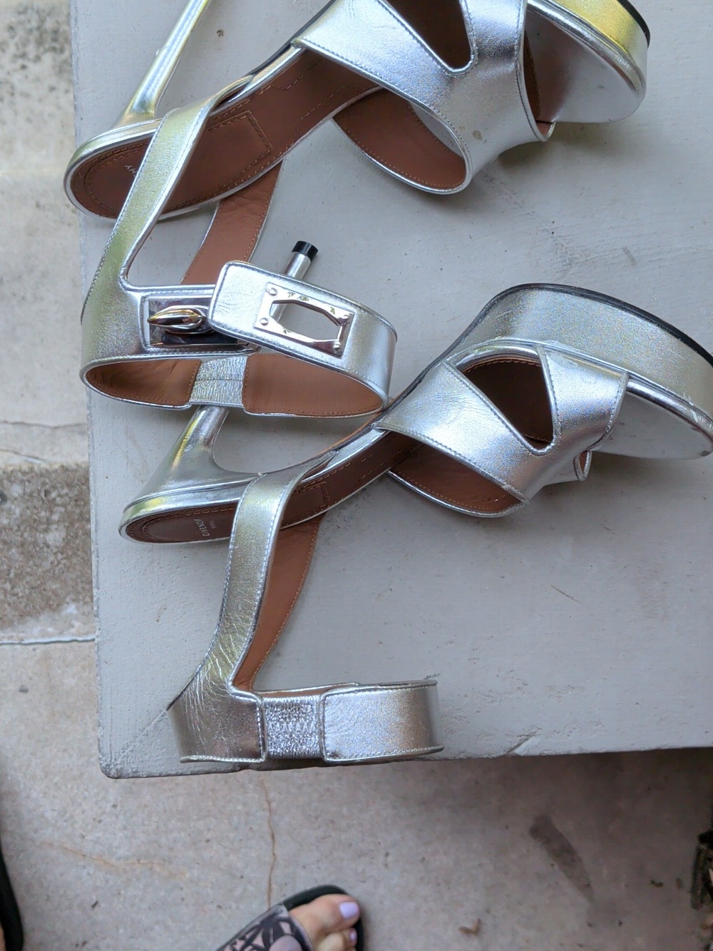New Silver High Heel Platform Sandals - Givenchy Sharklock - Picture 5 of 13